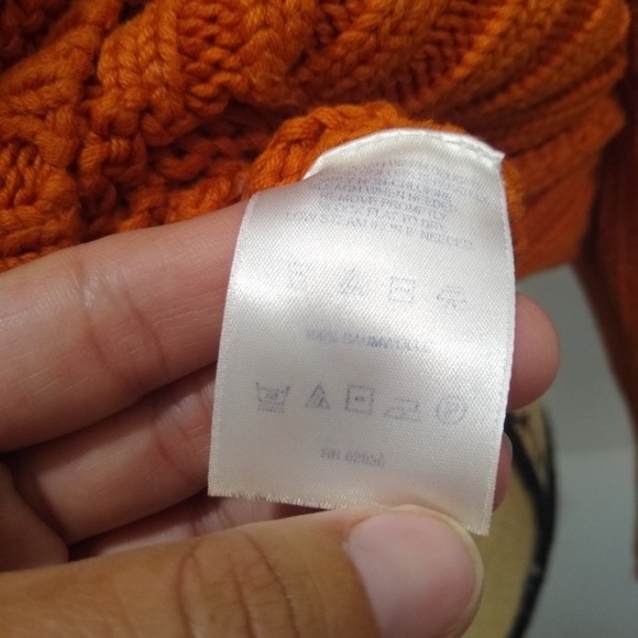 Lands’ End Drifter Chunky Cable Knit Cotton Sweater in Burnt Orange Size S - Picture 4 of 8